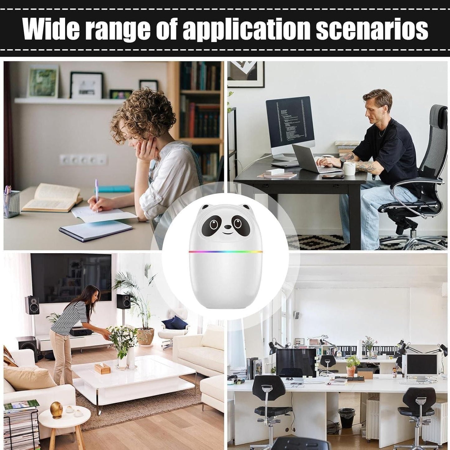 Mini Cute Panda Cool Mist Humidifier for Room Moisture & Air Freshening – USB Powered
