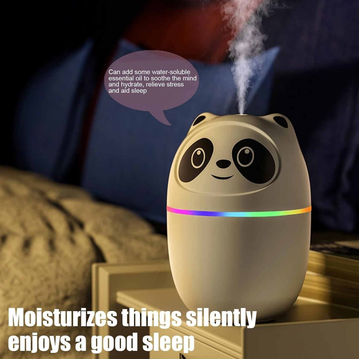 Mini Cute Panda Cool Mist Humidifier for Room Moisture & Air Freshening – USB Powered
