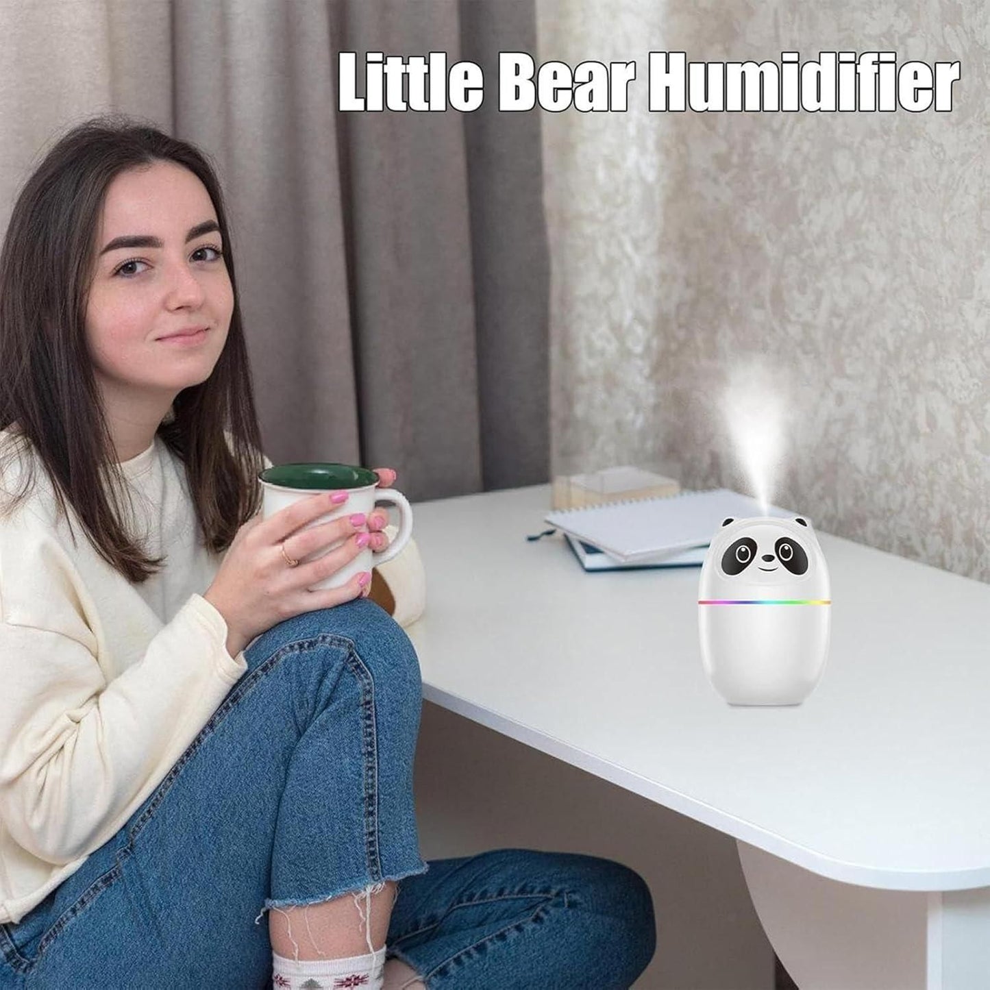 Mini Cute Panda Cool Mist Humidifier for Room Moisture & Air Freshening – USB Powered