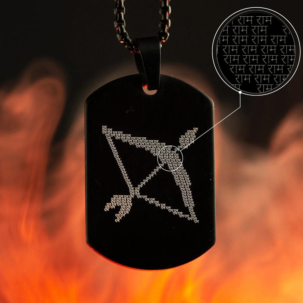 Ram Baan Microcarved Tag Necklace – Spiritual Pendant for Men