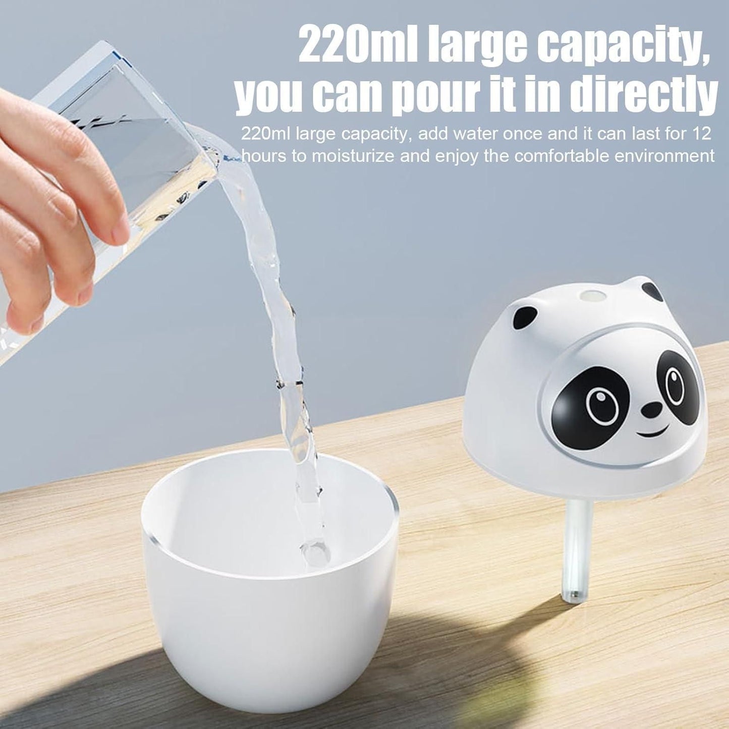 Mini Cute Panda Cool Mist Humidifier for Room Moisture & Air Freshening – USB Powered