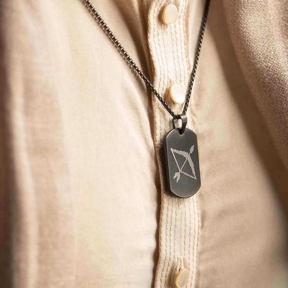 Ram Baan Microcarved Tag Necklace – Spiritual Pendant for Men