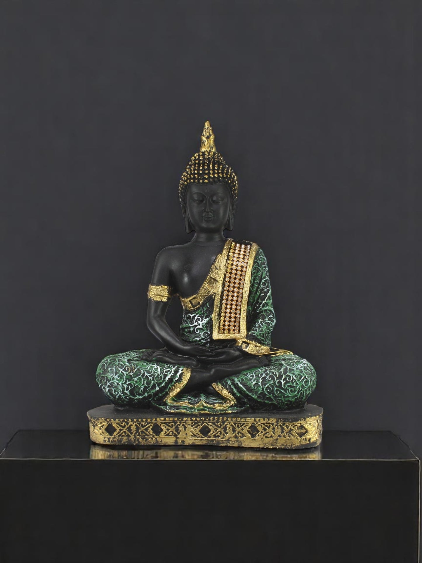 Green Meditating Buddha Idol