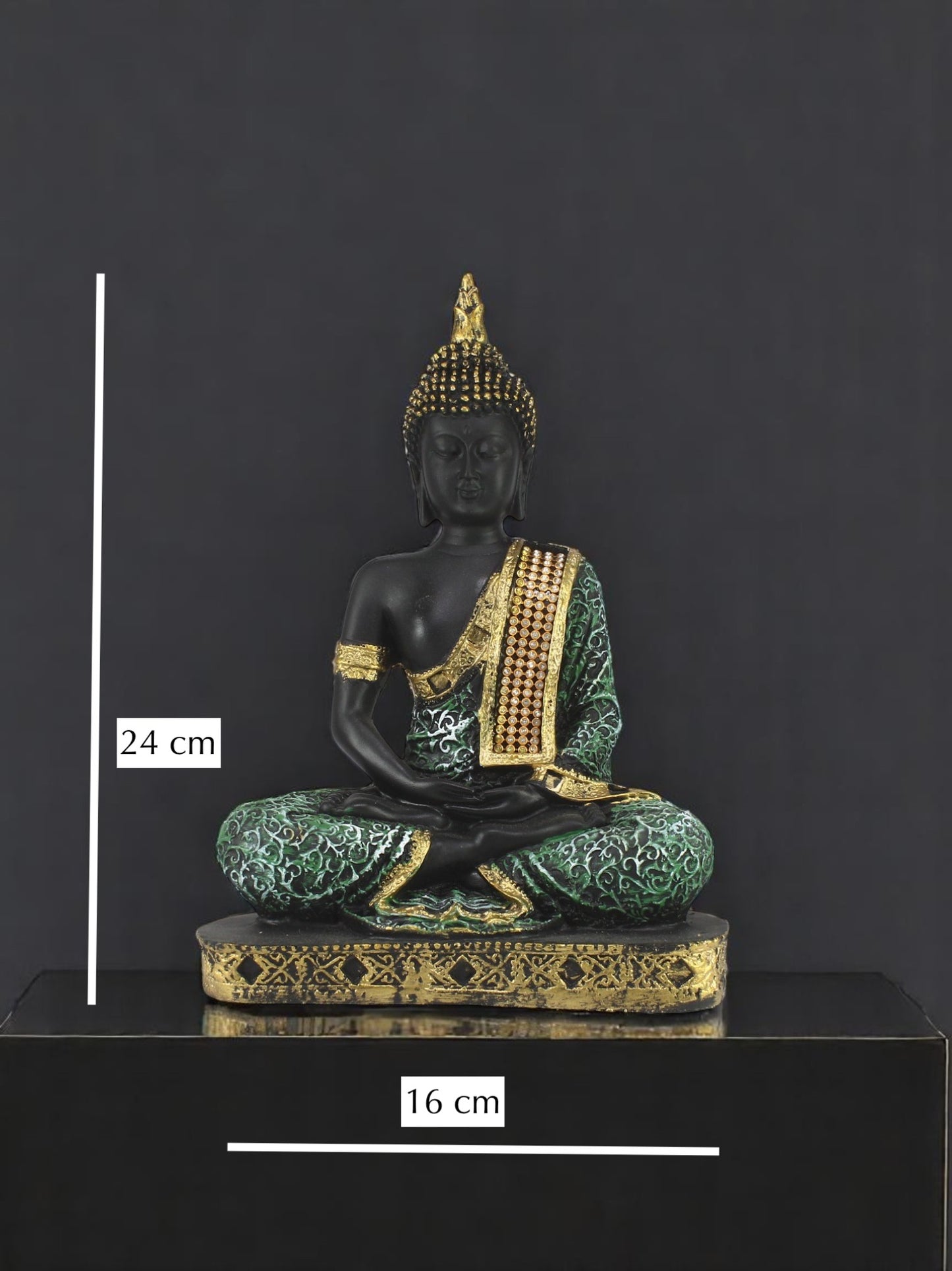 Green Meditating Buddha Idol