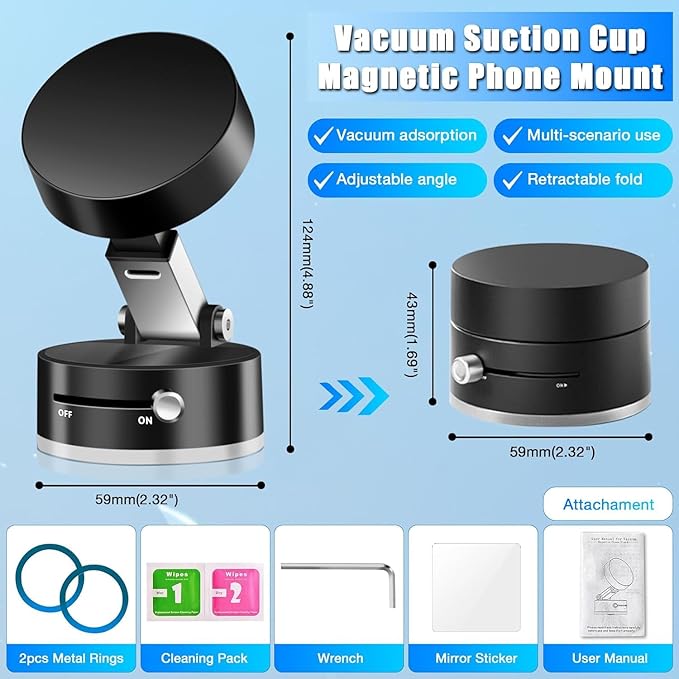 Vacuum Magnetic Suction Phone Holder – Secure, Versatile, and Stylish