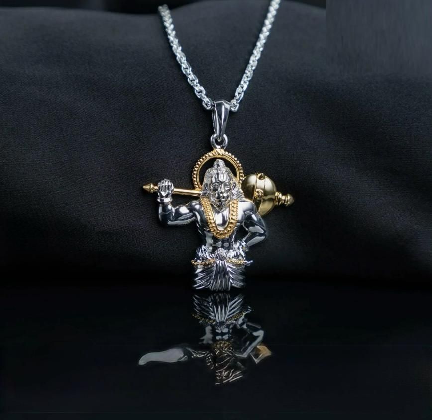 Jai Hanuman Gold-Silver Plated Pendant with Chain