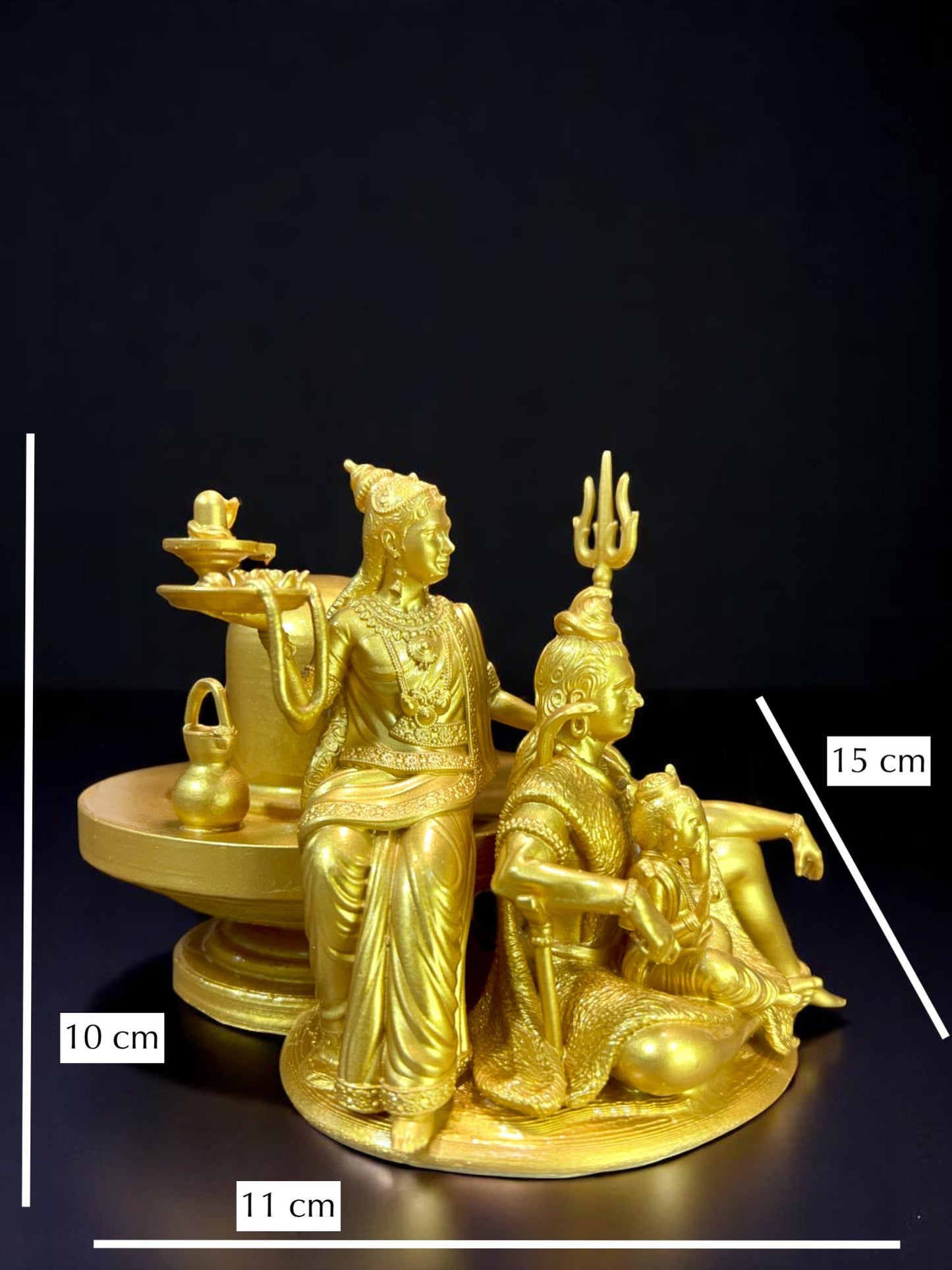 Shiva Parivar Idol with Shivling – Lord Shiva, Maa Parvati & Ganesha Golden Statue for Home Temple & Decor