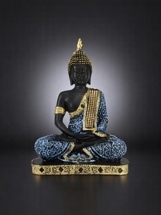 Blue Meditating Buddha Decorative Showpiece - 24 cm