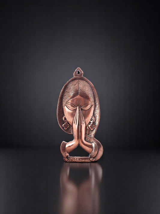 Traditional Welcome Lady Metal Wall Hanging – Antique Copper Finish