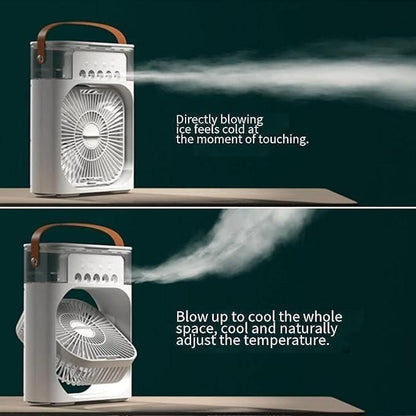 Fan Air Cooler USB Electric Fan – Portable 3-in-1 Mist Fan for Instant Cooling