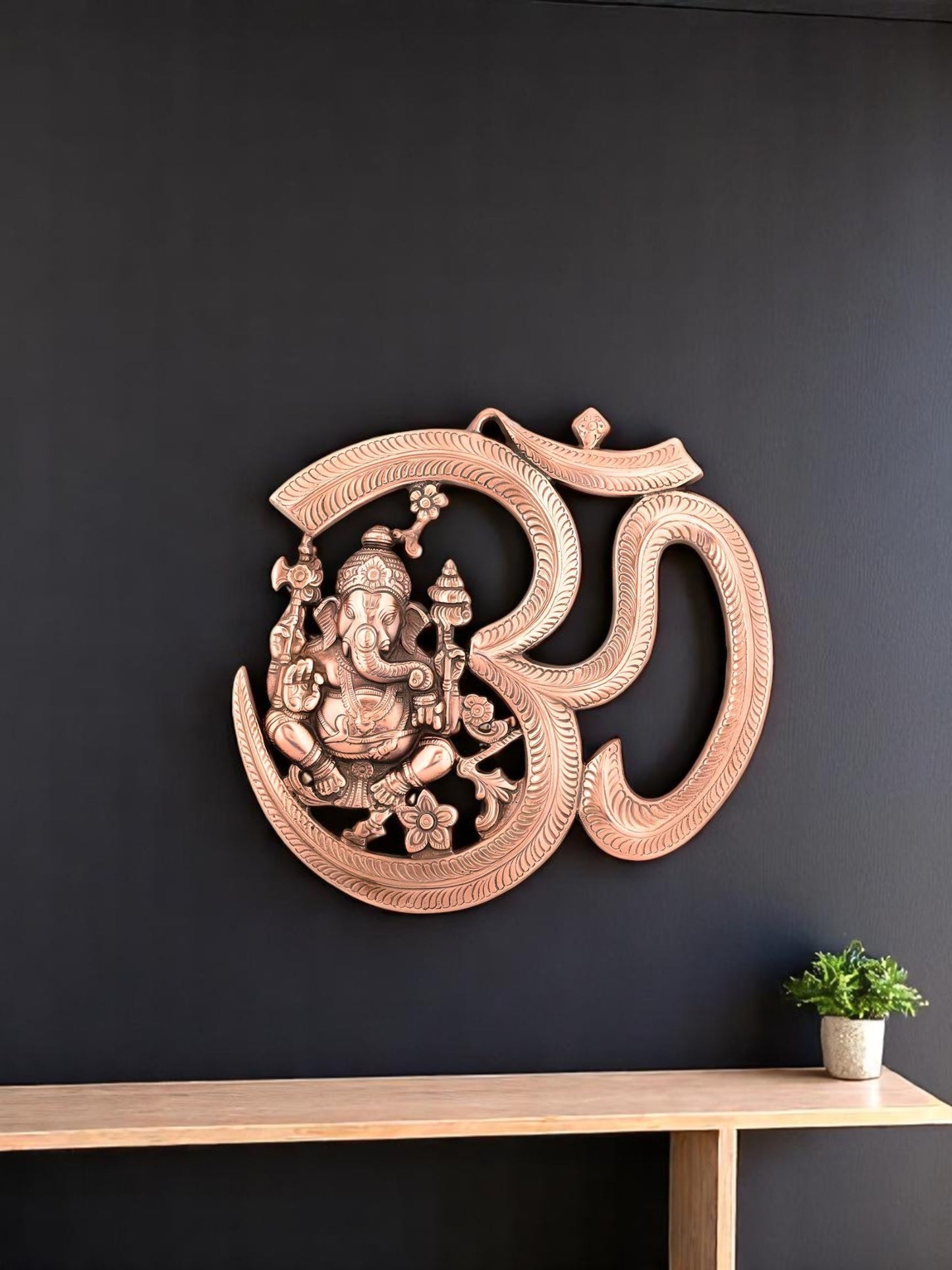 Lord Ganesha with Om Metal Wall Hanging – Spiritual Home Decor for Positive Vibes & Divine Energy (Pack of 1, 400g)
