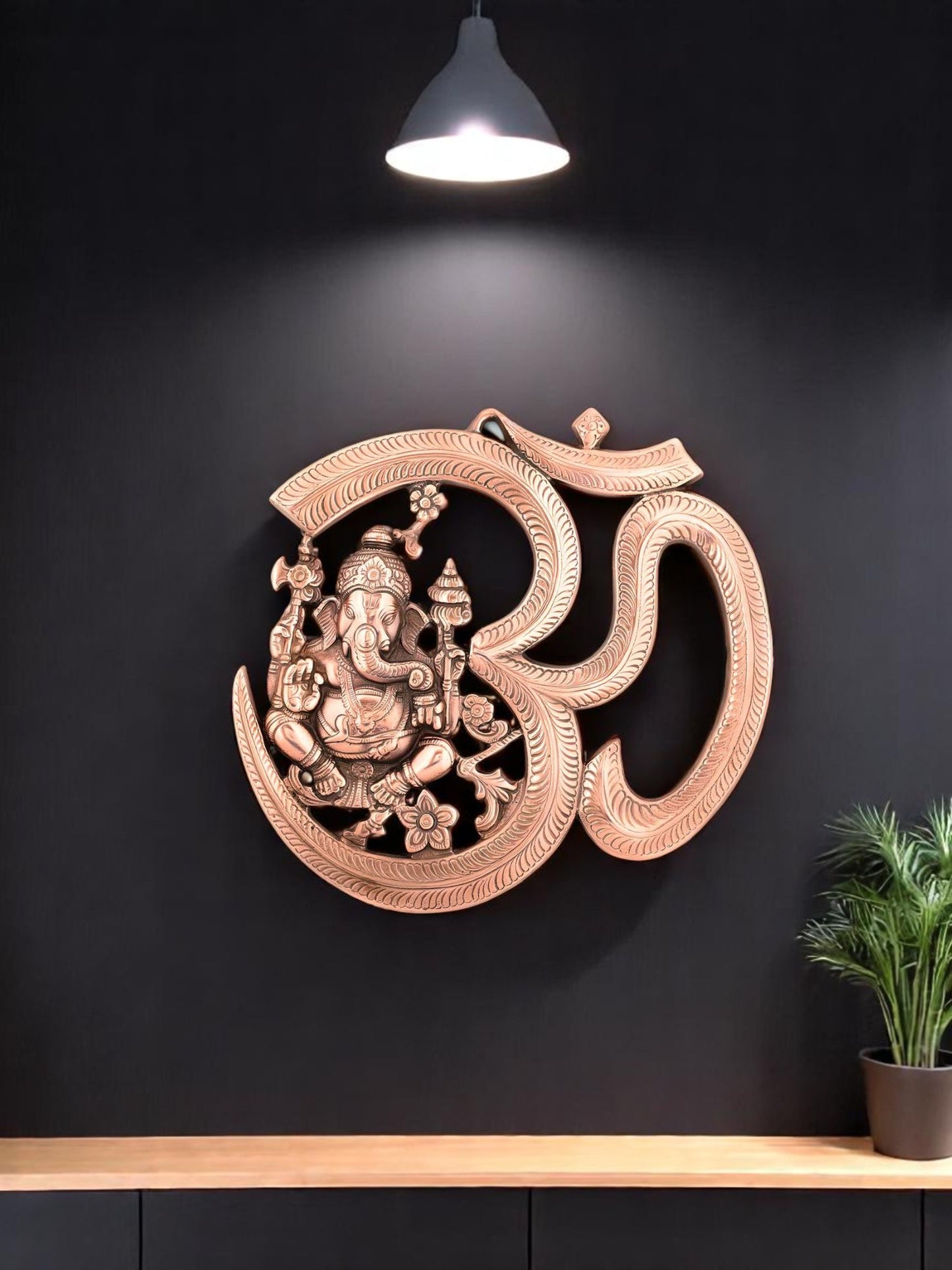 Lord Ganesha with Om Metal Wall Hanging – Spiritual Home Decor for Positive Vibes & Divine Energy (Pack of 1, 400g)