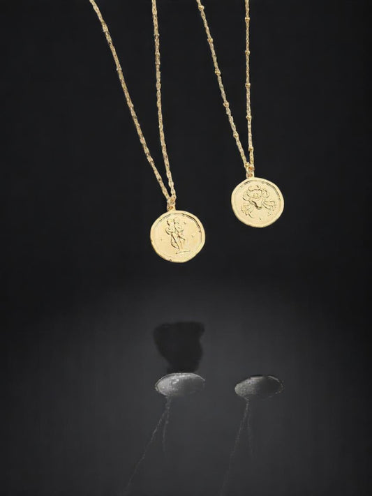 Gold Plated Zodiac Sign Necklace – Personalized Astrology Pendant for Men & Women