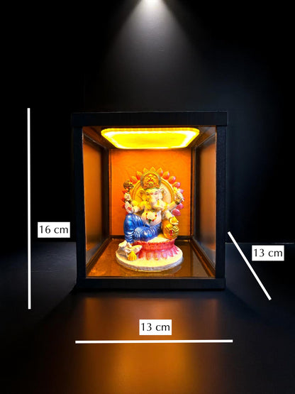 Divine Ganpati Bappa Idol with Lotus and Golden Ornaments