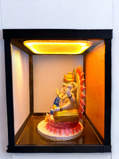 Divine Ganpati Bappa Idol with Lotus and Golden Ornaments