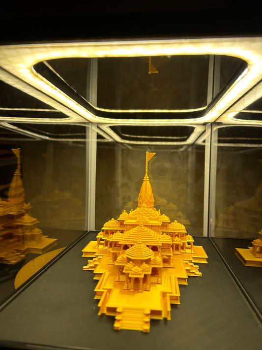 Intricate Ram Mandir Model with LED Lighting - Divine Home Decor