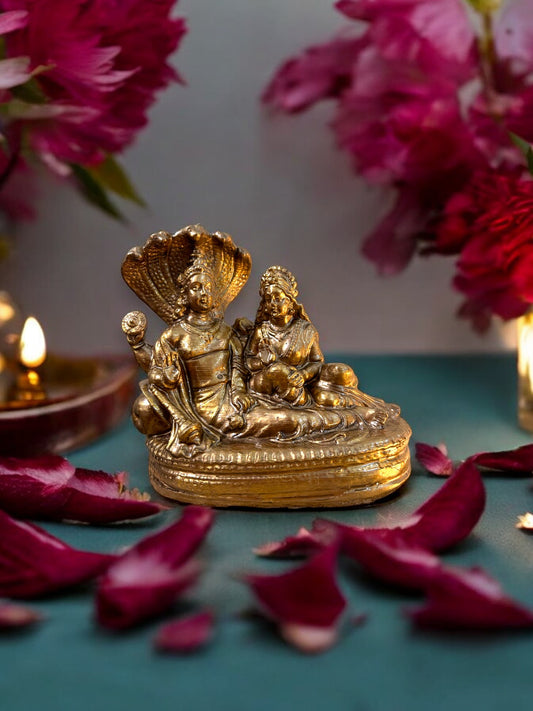 Lord Vishnu with Goddess Lakshmi Sitting on Sheshnag