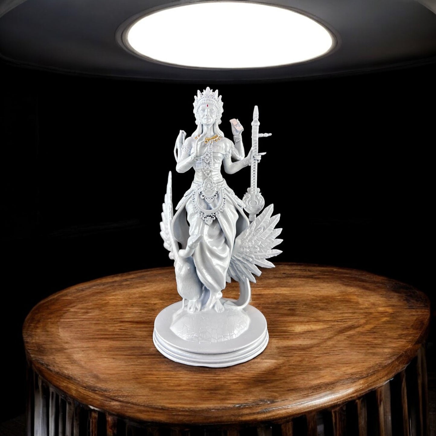 Elegant Saraswati Maa Idol for Home Temple | Goddess of Wisdom & Learning | Divine Resin Statue