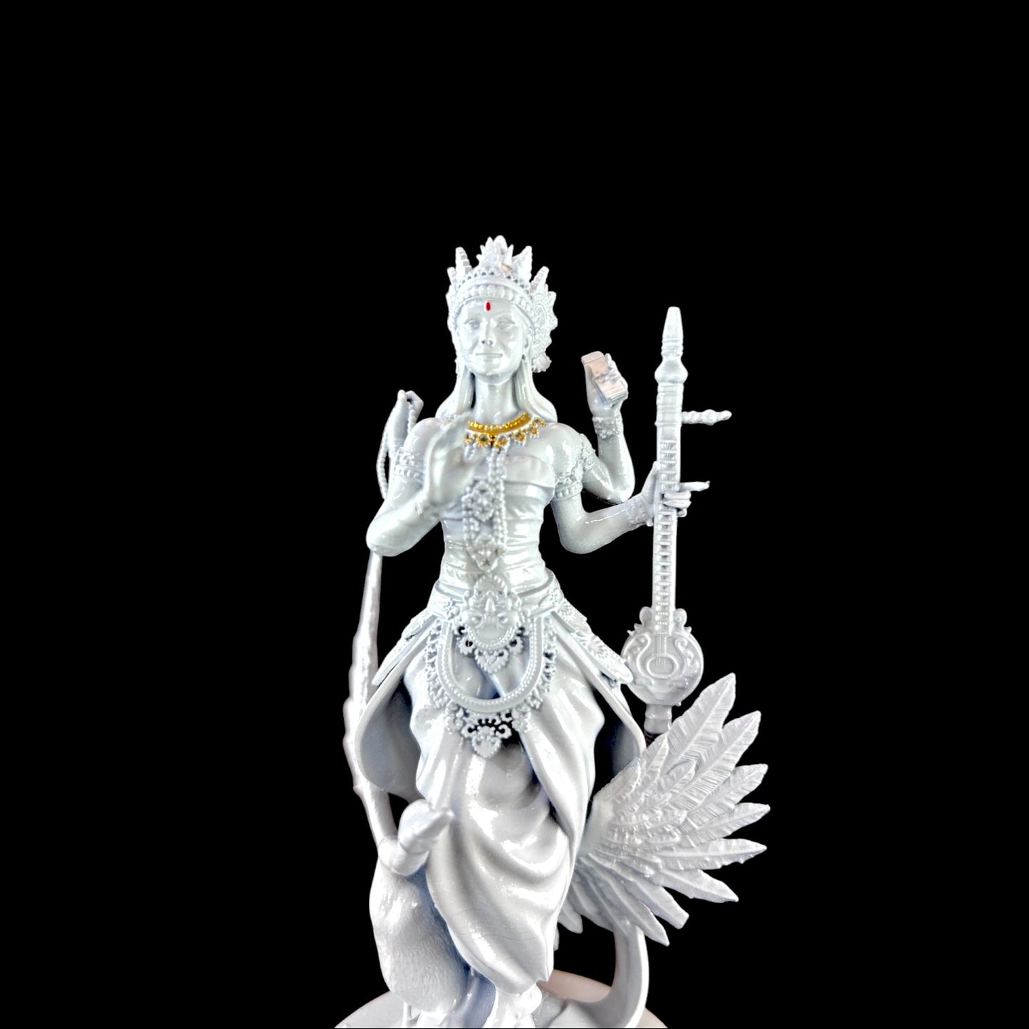 Elegant Saraswati Maa Idol for Home Temple | Goddess of Wisdom & Learning | Divine Resin Statue