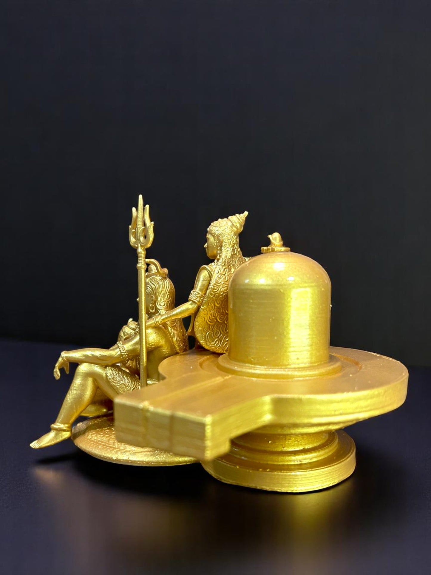 Shiva Parivar Idol with Shivling – Lord Shiva, Maa Parvati & Ganesha Golden Statue for Home Temple & Decor