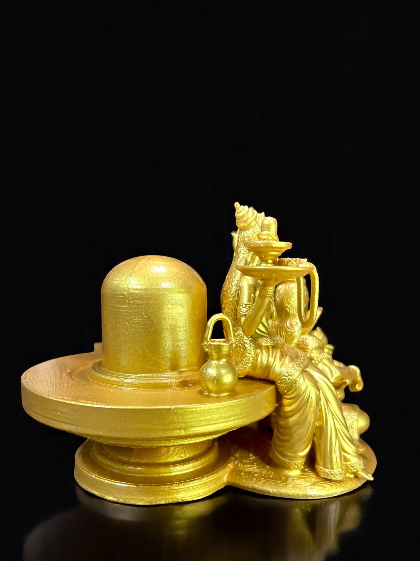 Shiva Parivar Idol with Shivling – Lord Shiva, Maa Parvati & Ganesha Golden Statue for Home Temple & Decor