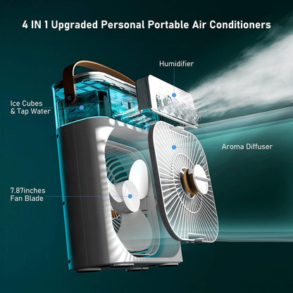 Fan Air Cooler USB Electric Fan – Portable 3-in-1 Mist Fan for Instant Cooling