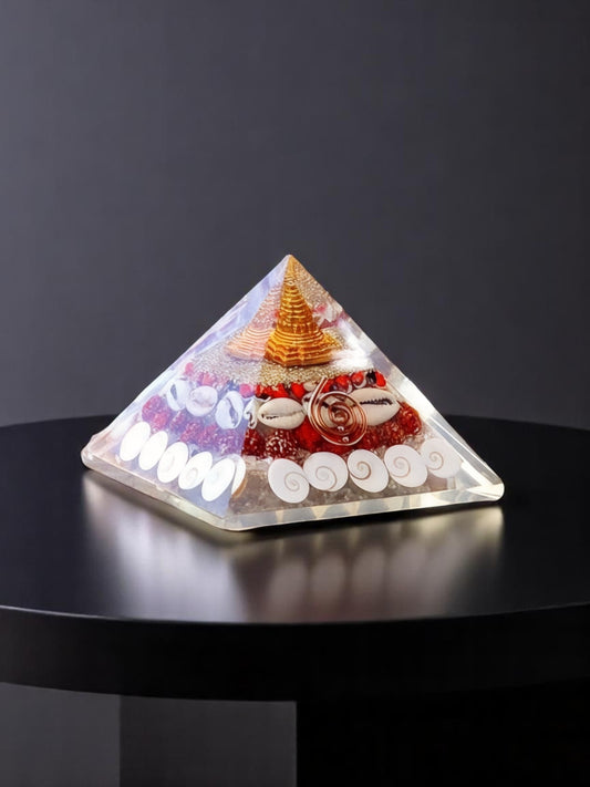 Crystal Wealth Gomati Chakra Shree Yantra Pyramid – Sacred Energy Amplifier for Prosperity, Protection & Spiritual Harmony