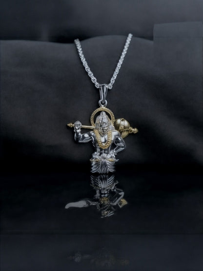 Jai Hanuman Gold-Silver Plated Pendant with Chain