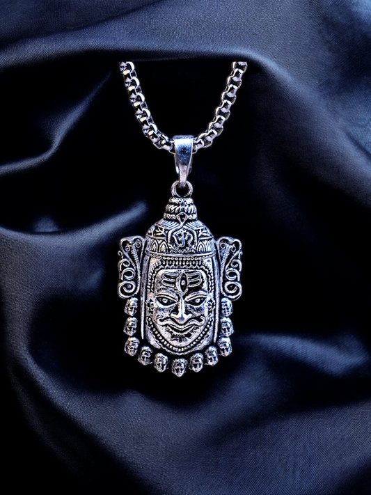 Silver Mahakal Pendant with Chain