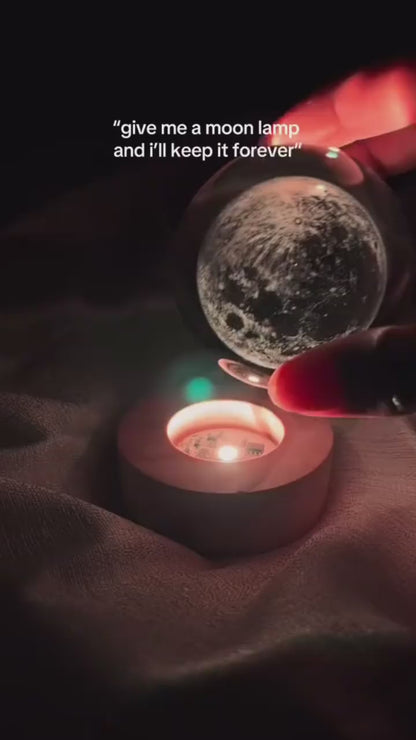 3D Crystal Night RGB Lamp Ball with Wooden Base